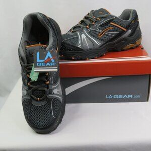 LA Gear Trek Black Orange Mens Size 10 4E X-Wide Trail Running Shoe New w Box